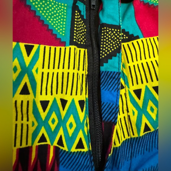 D'Iyanu African Mens Activewear Shorts size 38 4 side Pockets Yellow Geometric - Picture 6 of 8